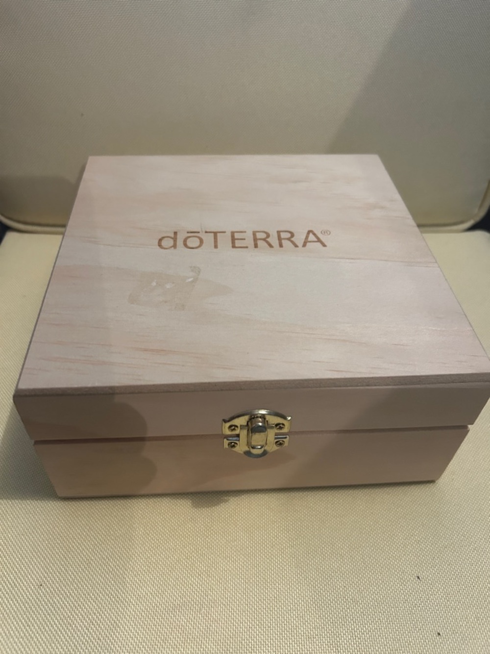 Doterra Light Wood Box with Gold Clasp